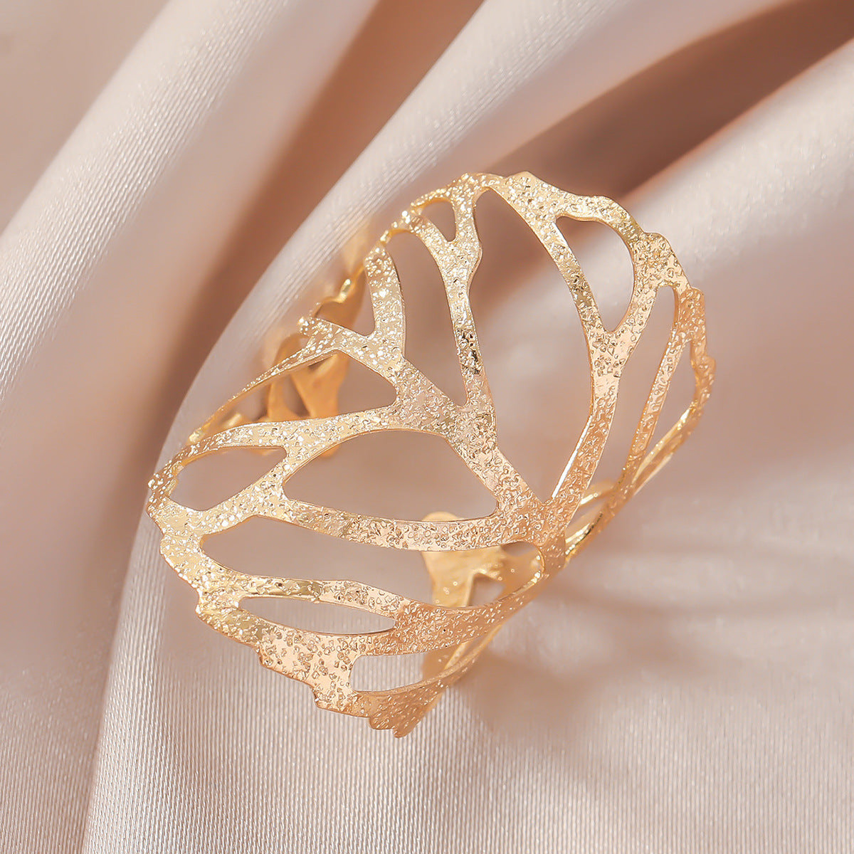 Chic hollow leaf forest style fashion open ring