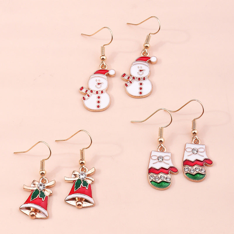 Christmas Snowman Snow Gloves Earrings