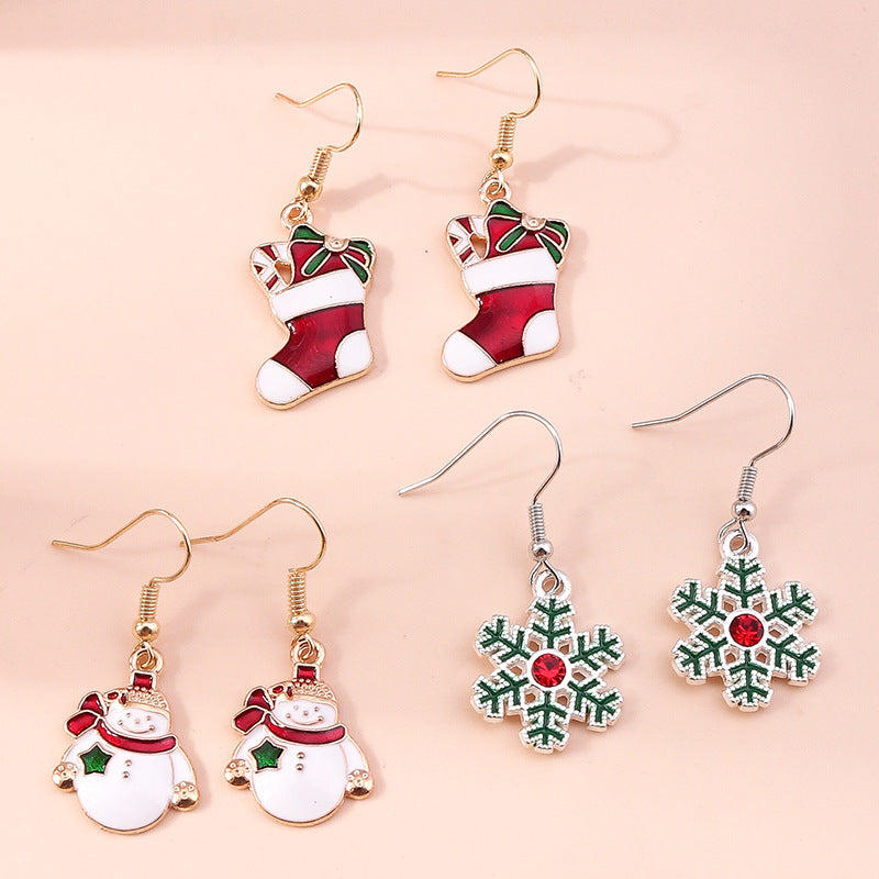 Christmas Snowman Snow Gloves Earrings