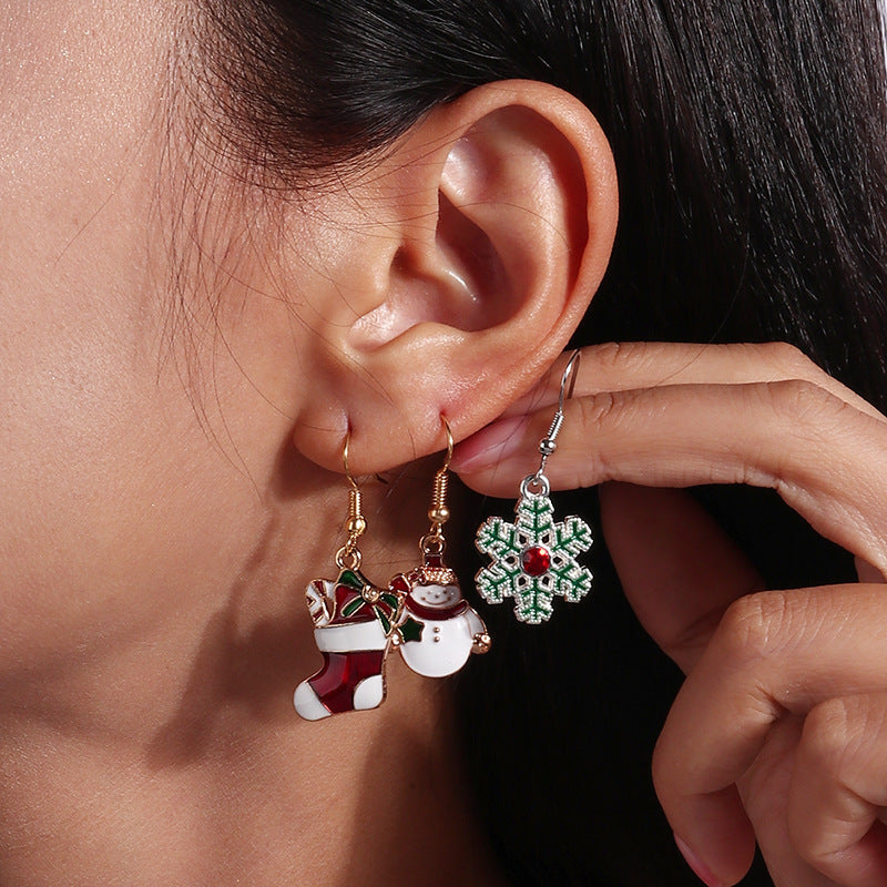 Christmas Snowman Snow Gloves Earrings