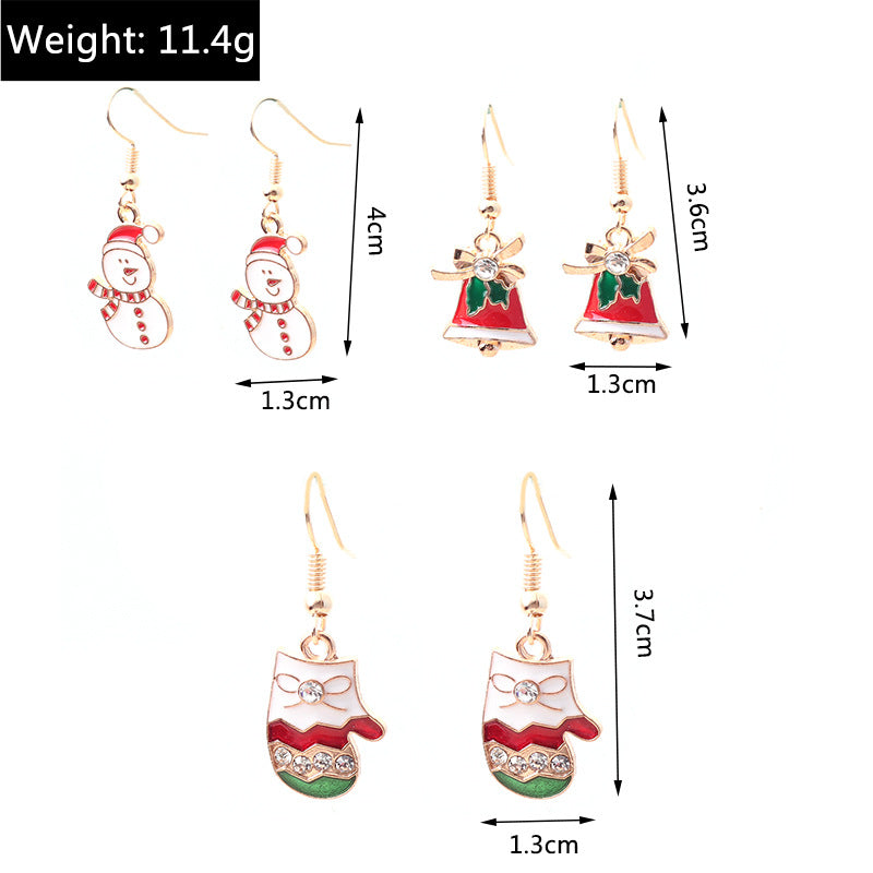 Christmas Snowman Snow Gloves Earrings