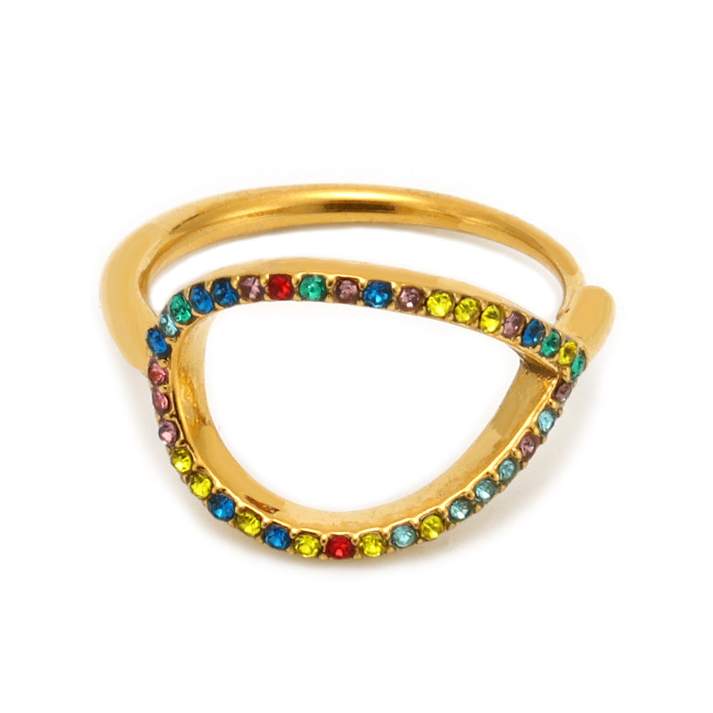 Colored stone hollow ring