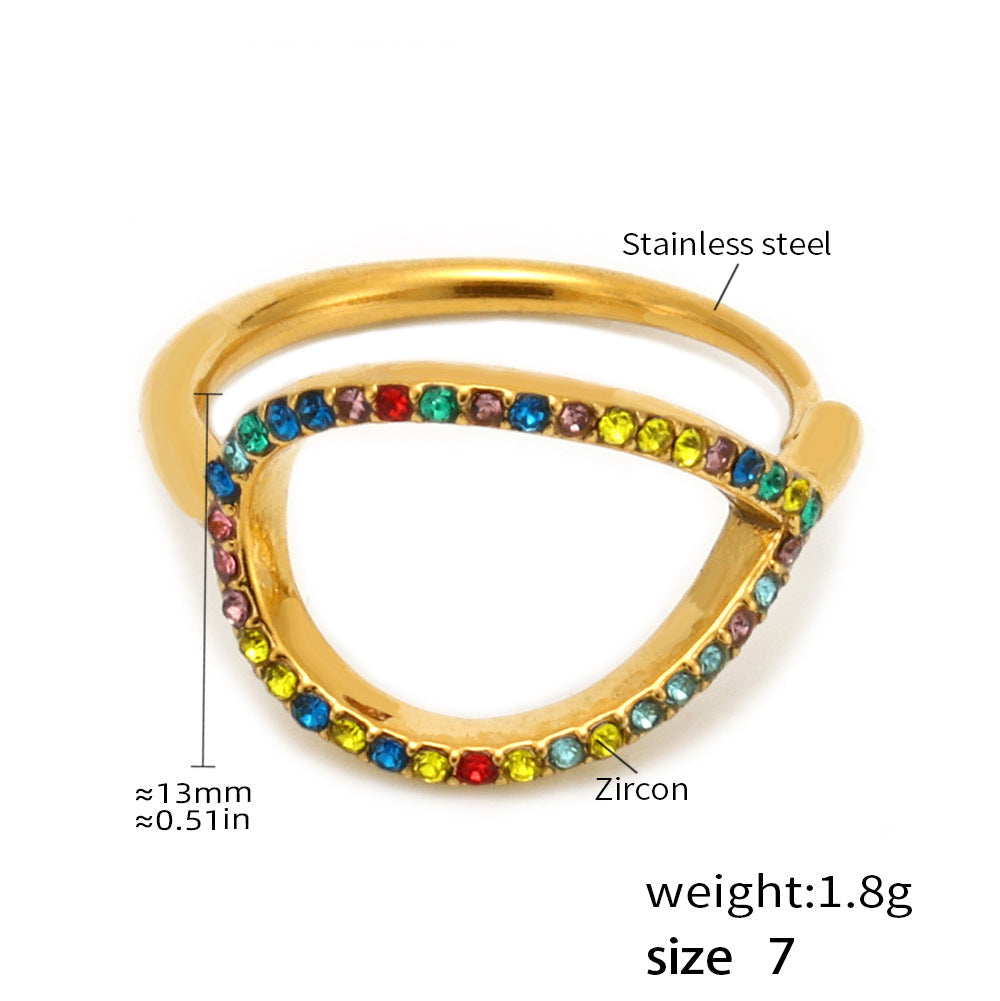 Colored stone hollow ring