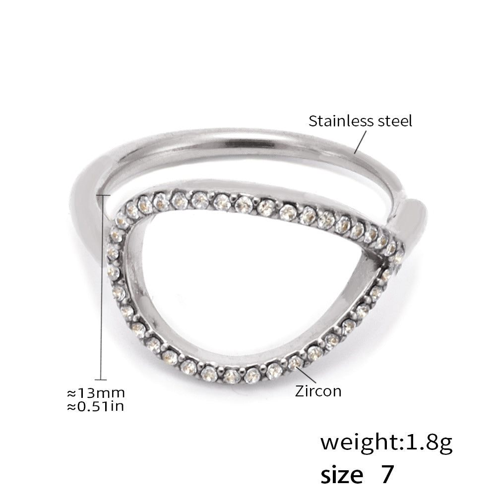 Colored stone hollow ring