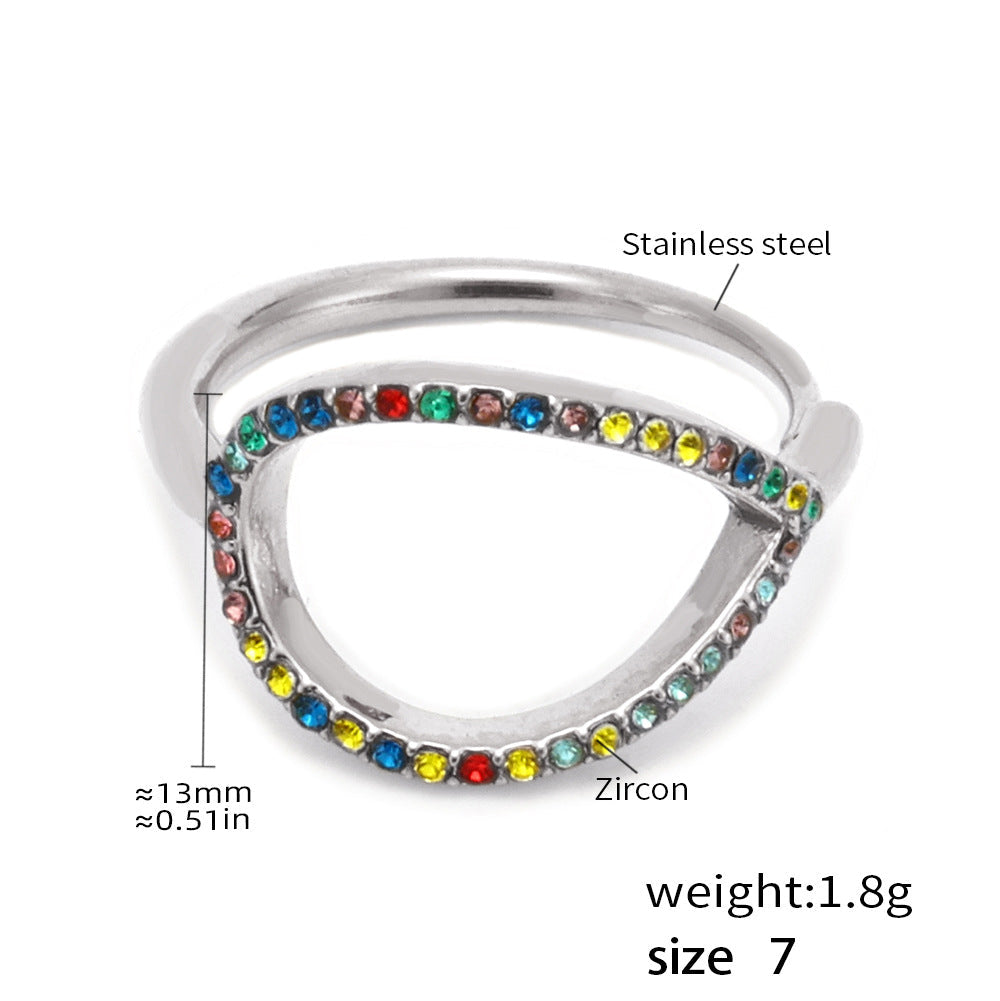 Colored stone hollow ring