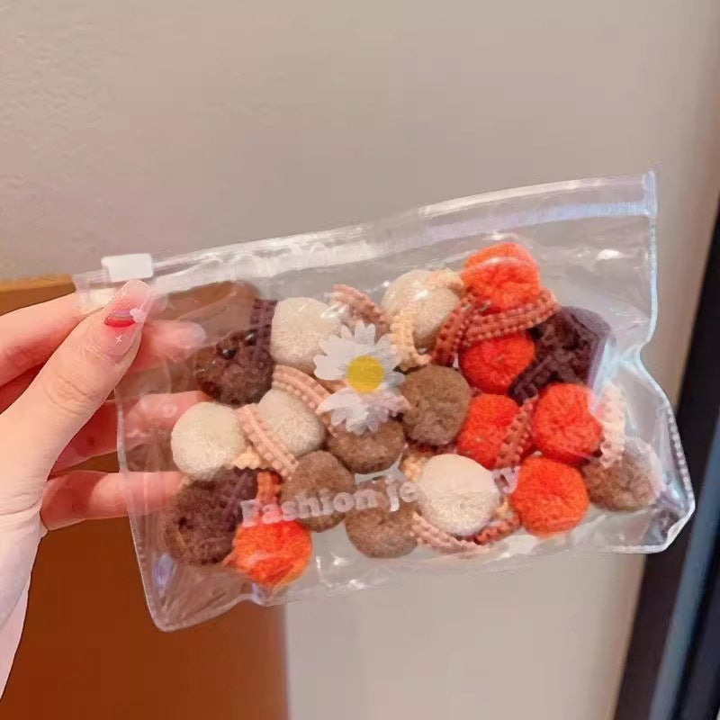 Colored wool balls head rope