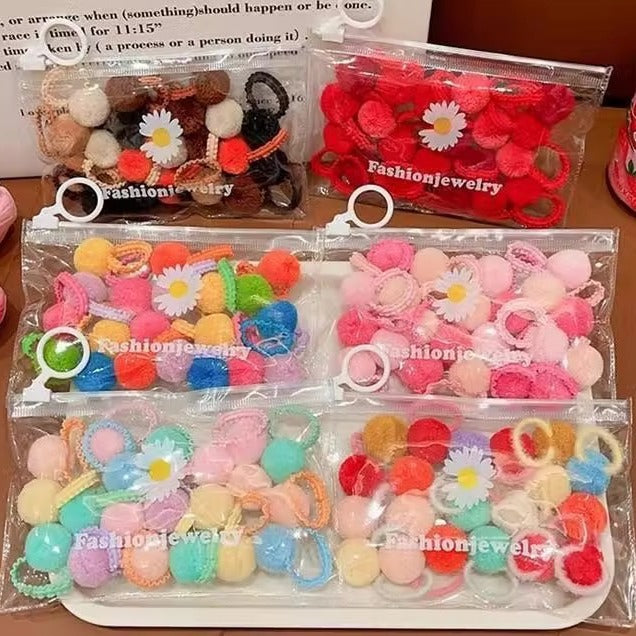 Colored wool balls head rope