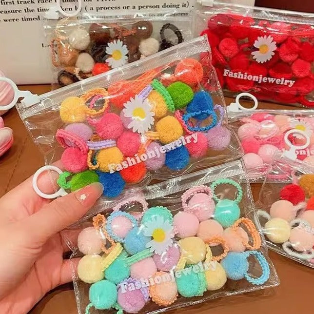 Colored wool balls head rope