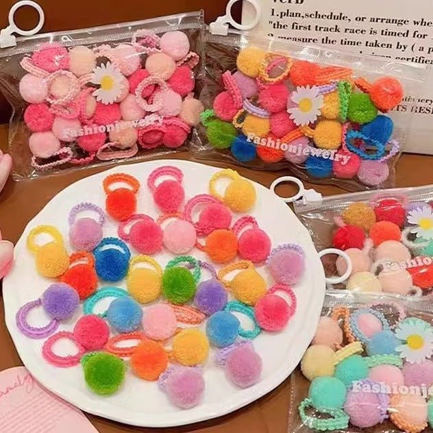 Colored wool balls head rope