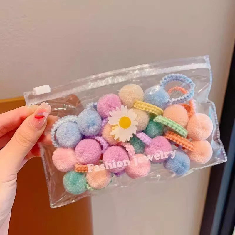 Colored wool balls head rope