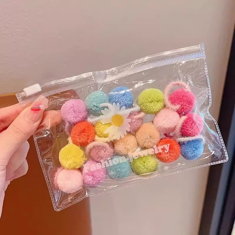 Colored wool balls head rope