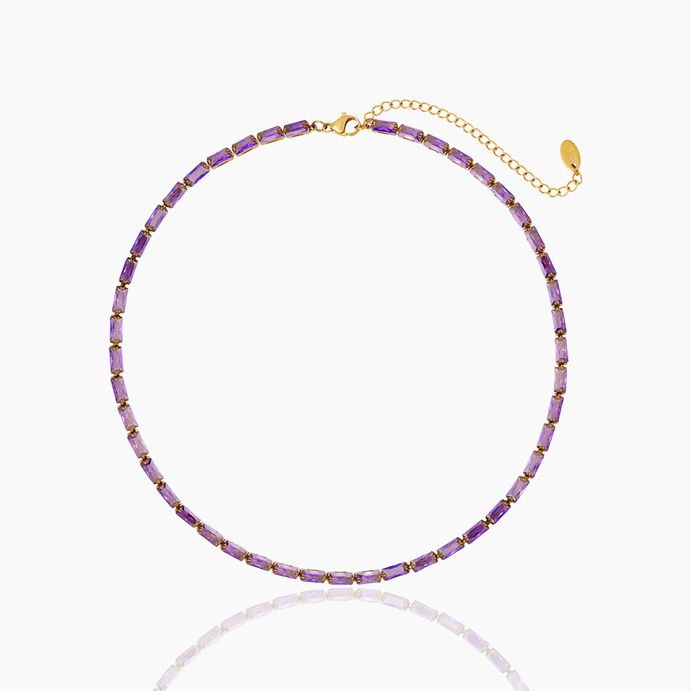 Colorful geometric block chain necklace