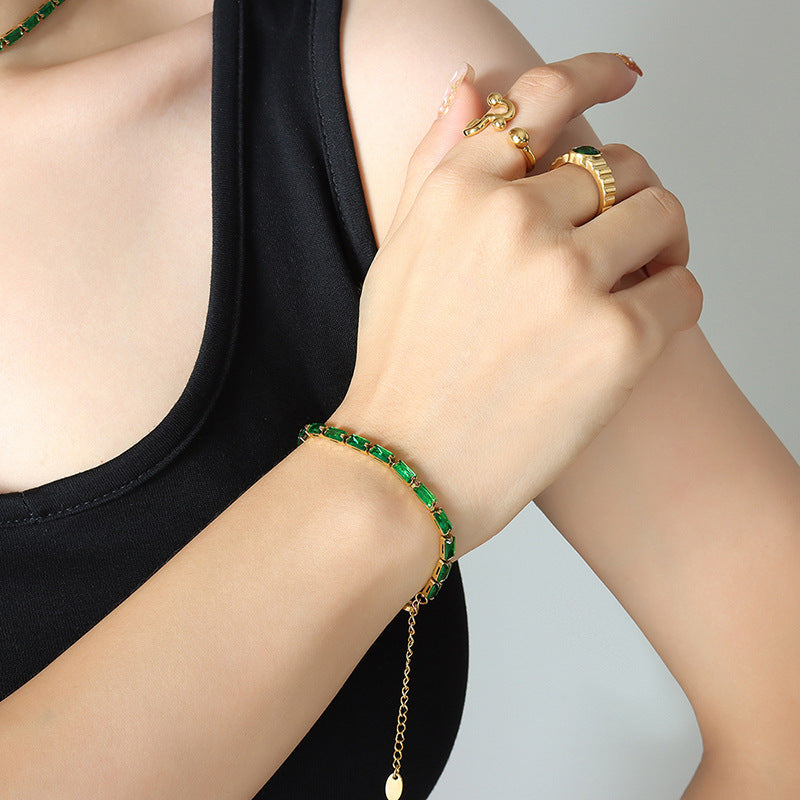 Colorful geometric block chain bracelet