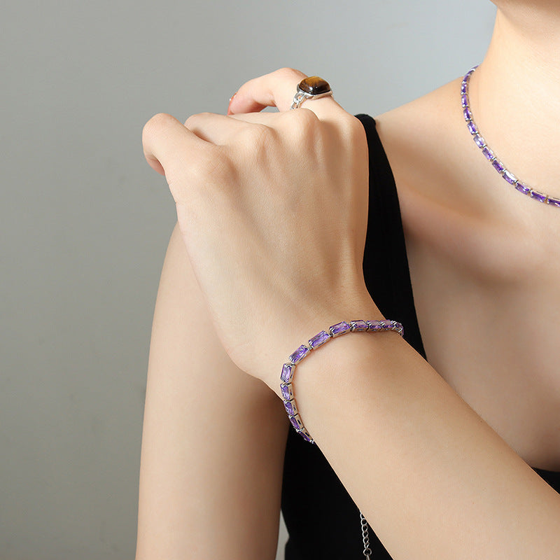 Colorful geometric block chain bracelet