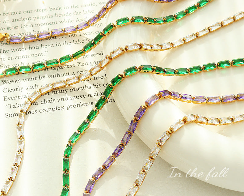 Colorful geometric block chain necklace