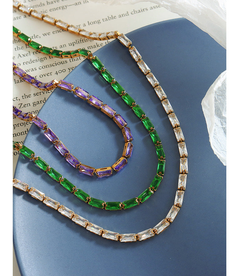 Colorful geometric block chain necklace
