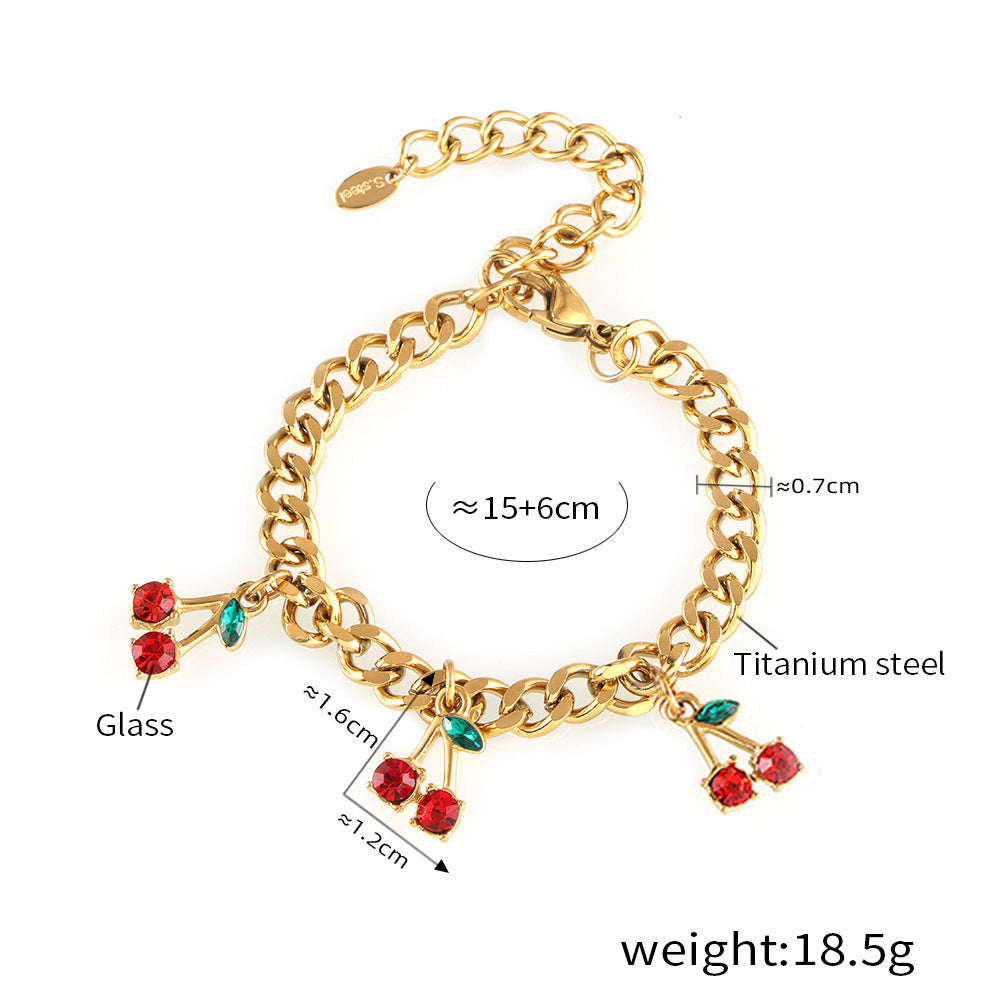 Creative New Red Cherry Stone Bracelet