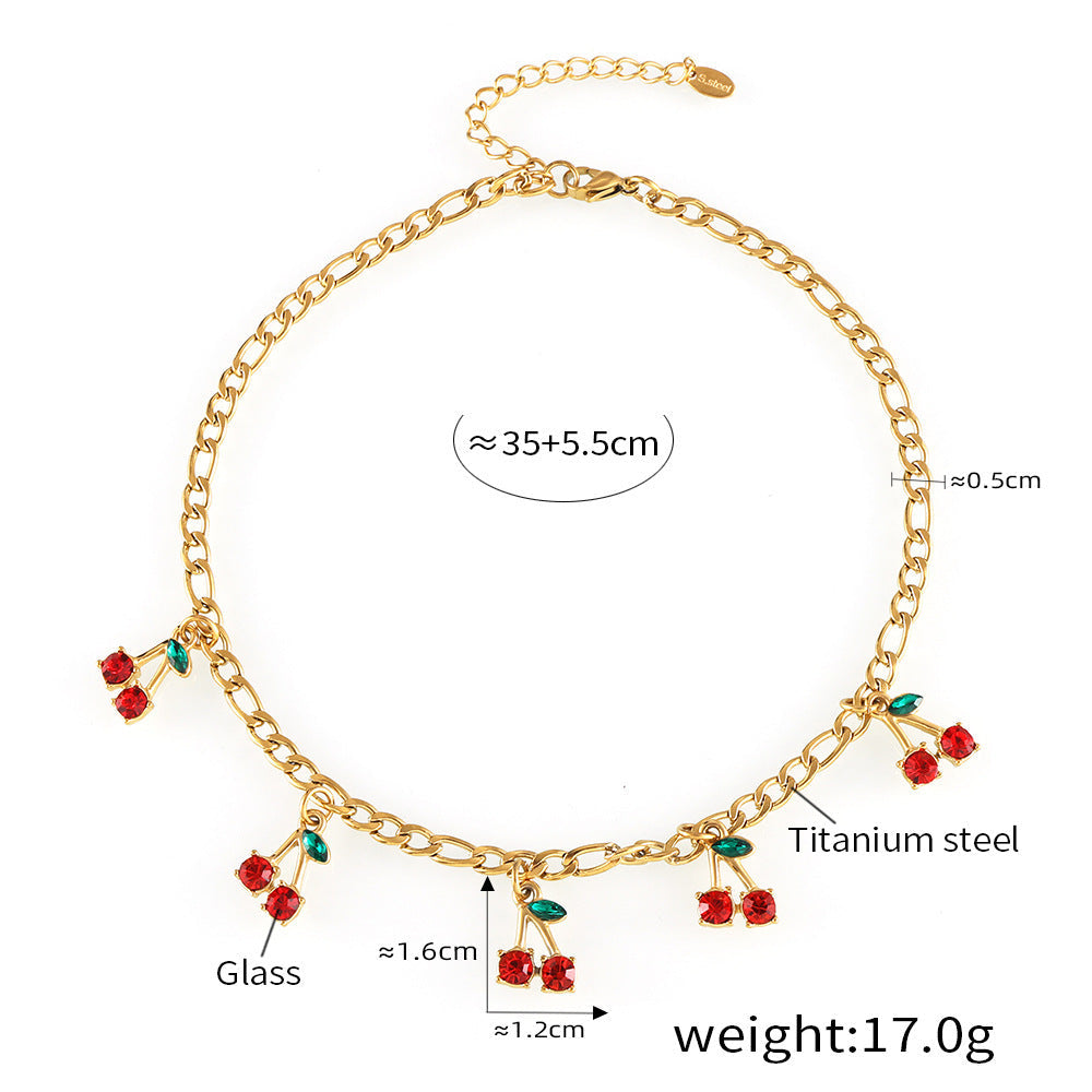 Creative New Red Cherry Stone Necklace