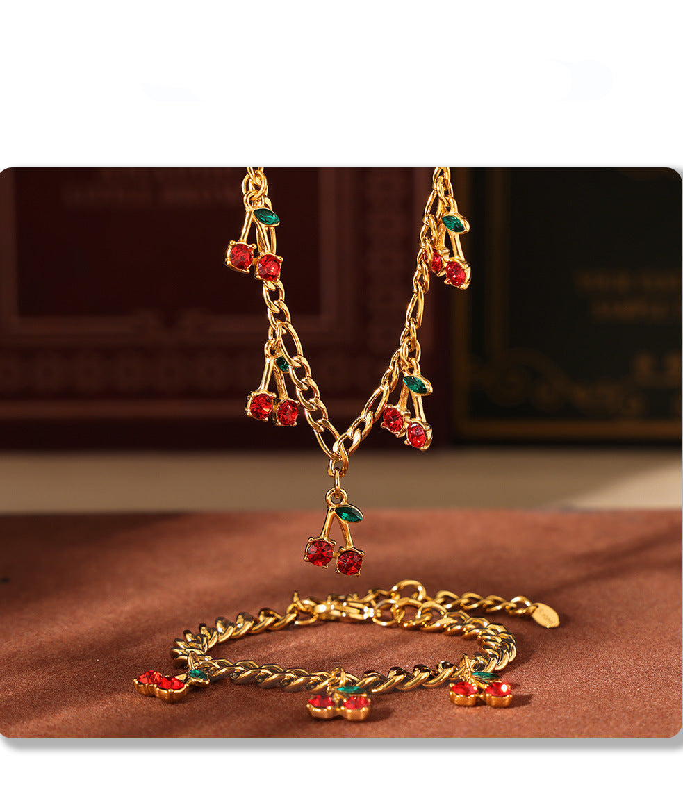Creative New Red Cherry Stone Necklace