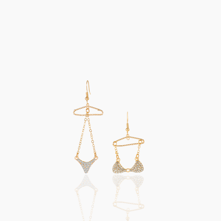 Personalized zircon bikini earrings