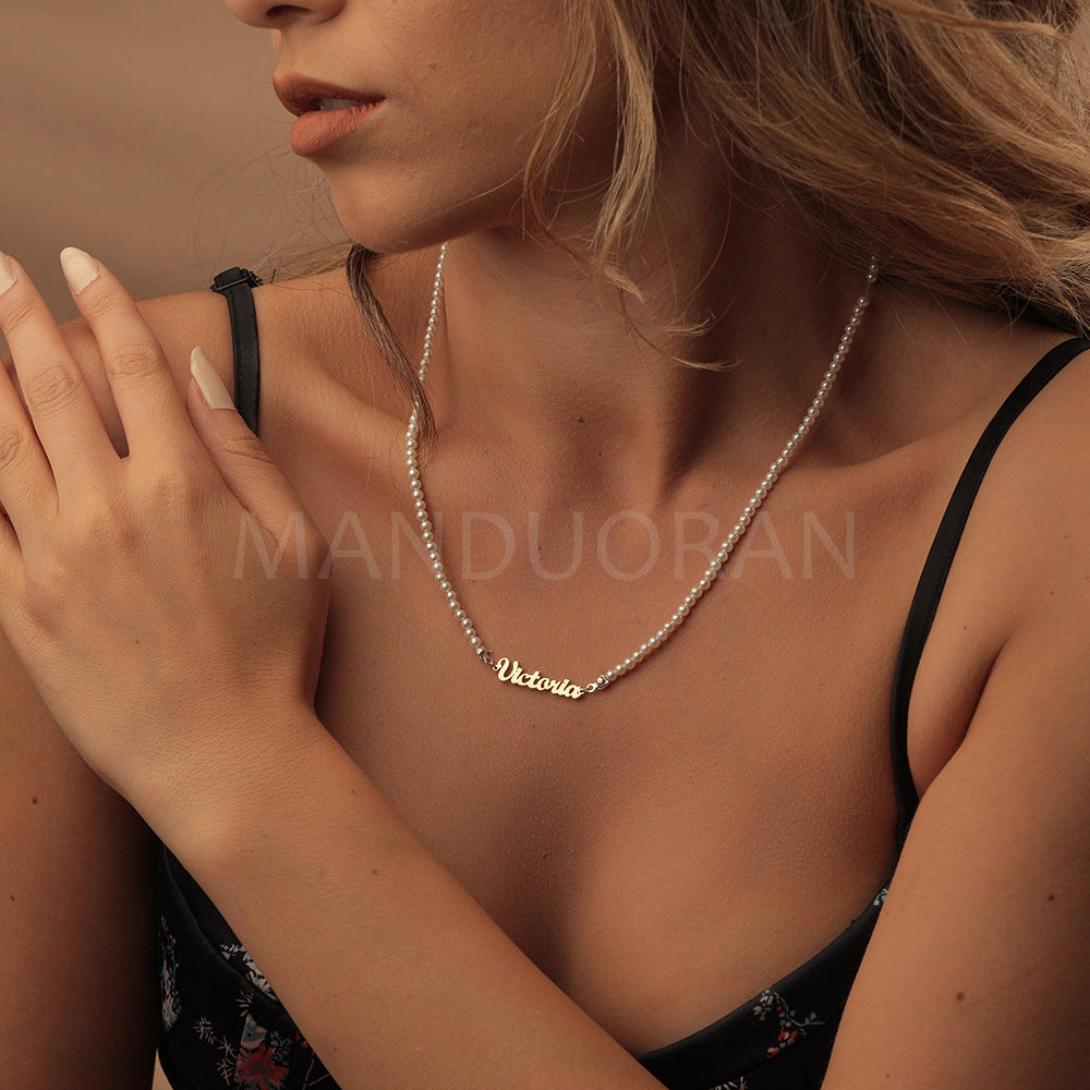 DIY NAME PEARL COLLAR CHAIN