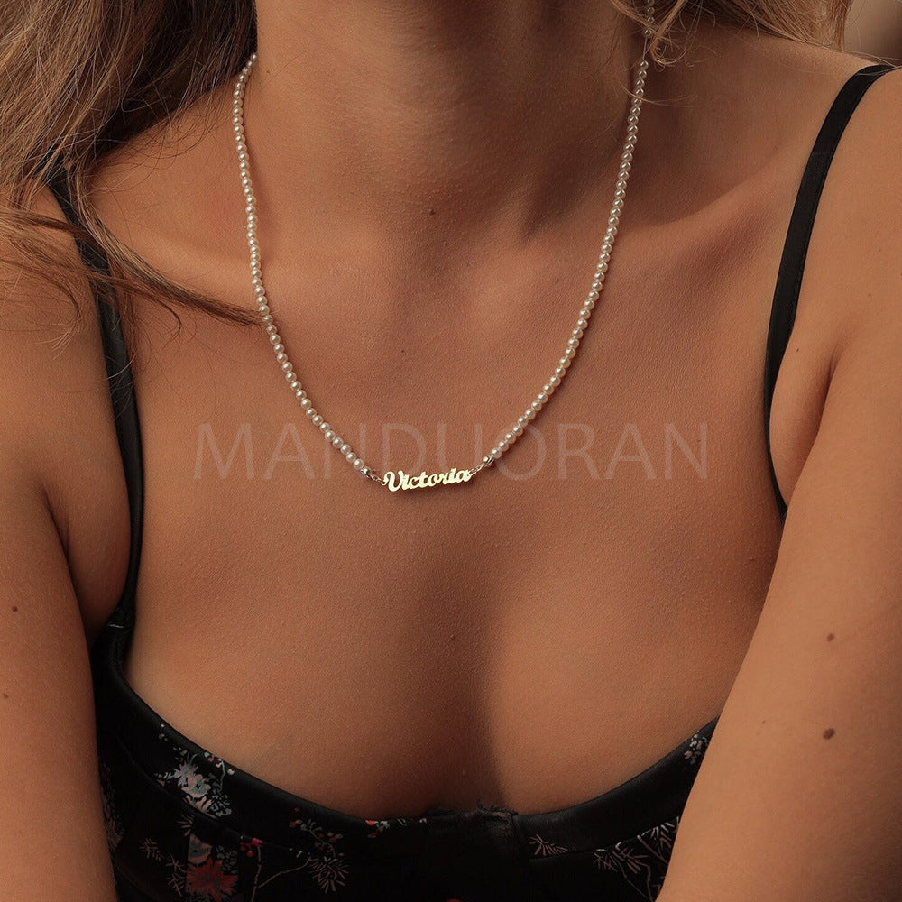 DIY NAME PEARL COLLAR CHAIN