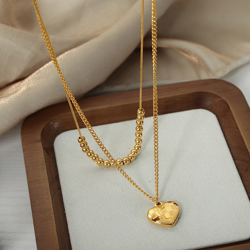 DOUBLE LAYERED LOVE CHESSBOARD NECKLACE