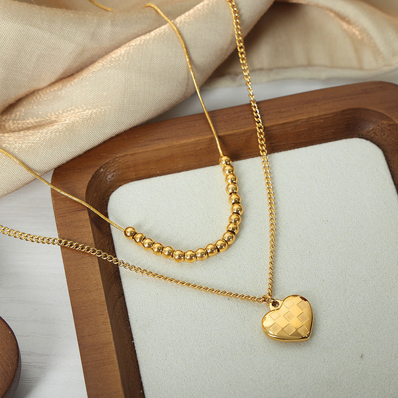 DOUBLE LAYERED LOVE CHESSBOARD NECKLACE