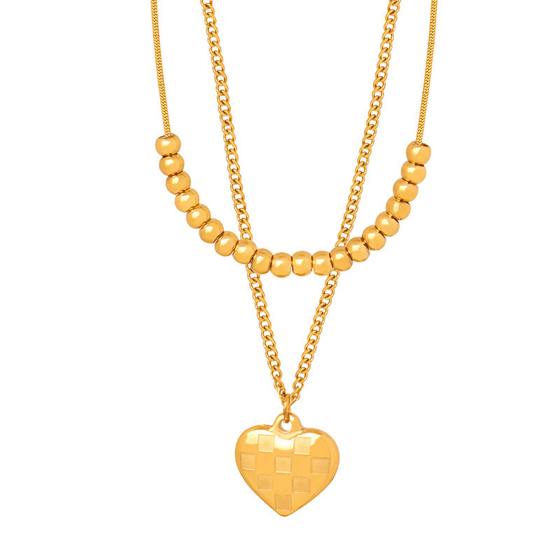 DOUBLE LAYERED LOVE CHESSBOARD NECKLACE