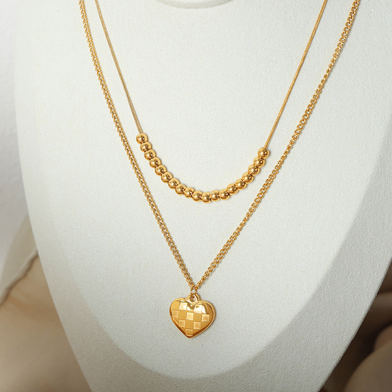 DOUBLE LAYERED LOVE CHESSBOARD NECKLACE