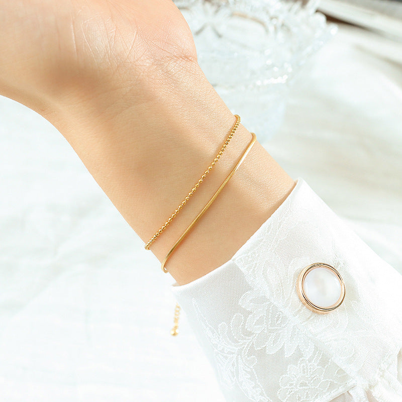 DOUBLE LAYER ROUND BEAD BRACELET