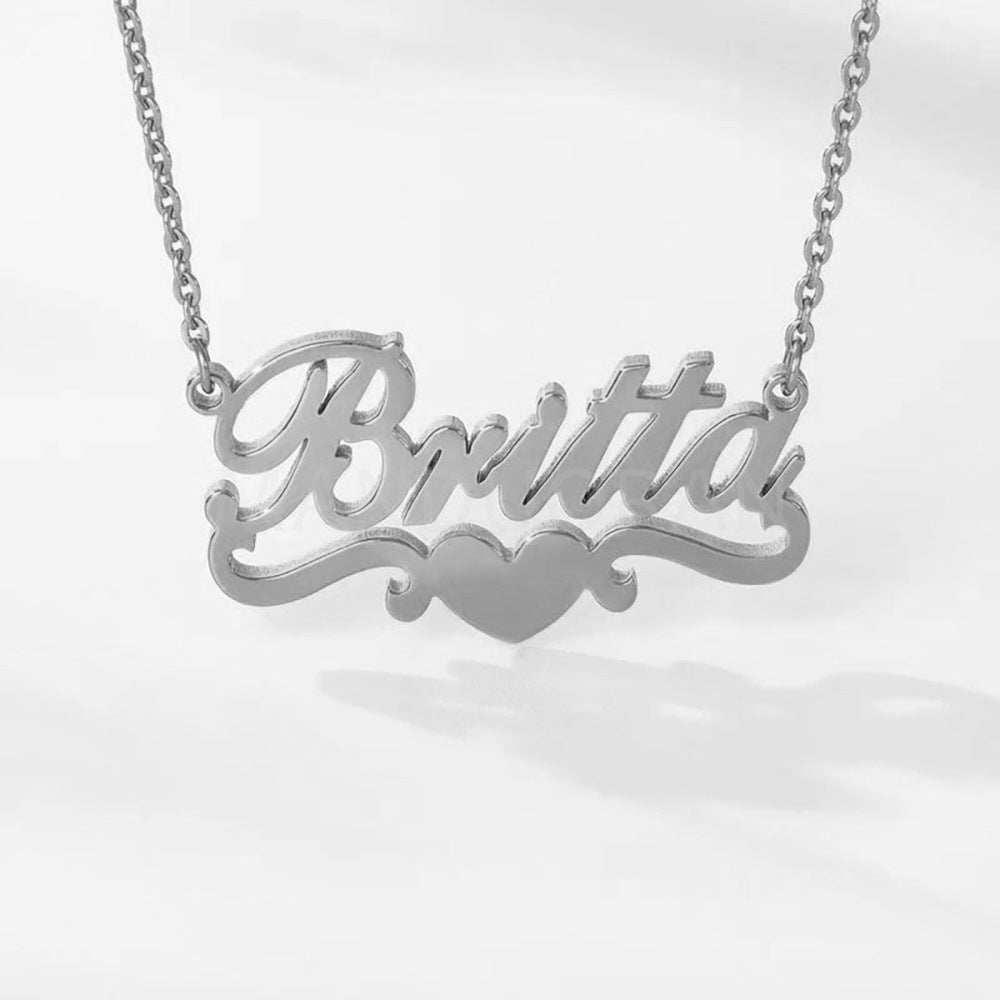 DOUBLE PLATED HEART NAME NECKLACE