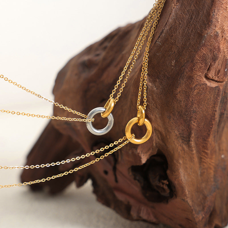 DOUBLE RING PENDANT NECKLACE