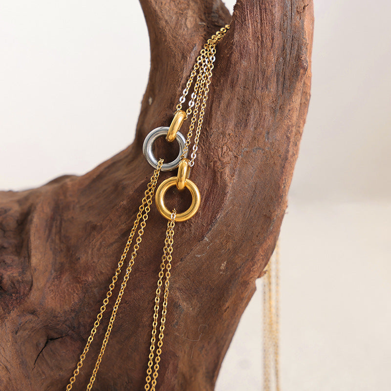 DOUBLE RING PENDANT NECKLACE