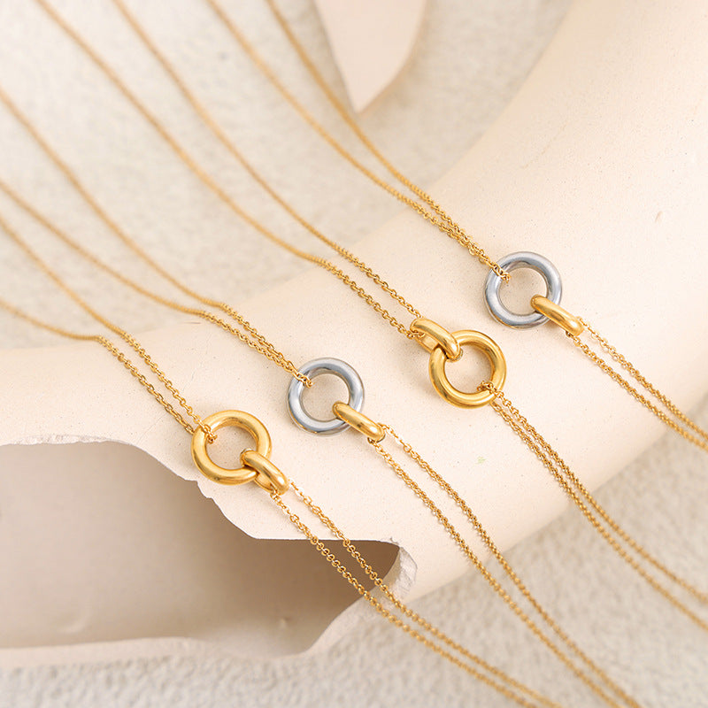 DOUBLE RING PENDANT NECKLACE