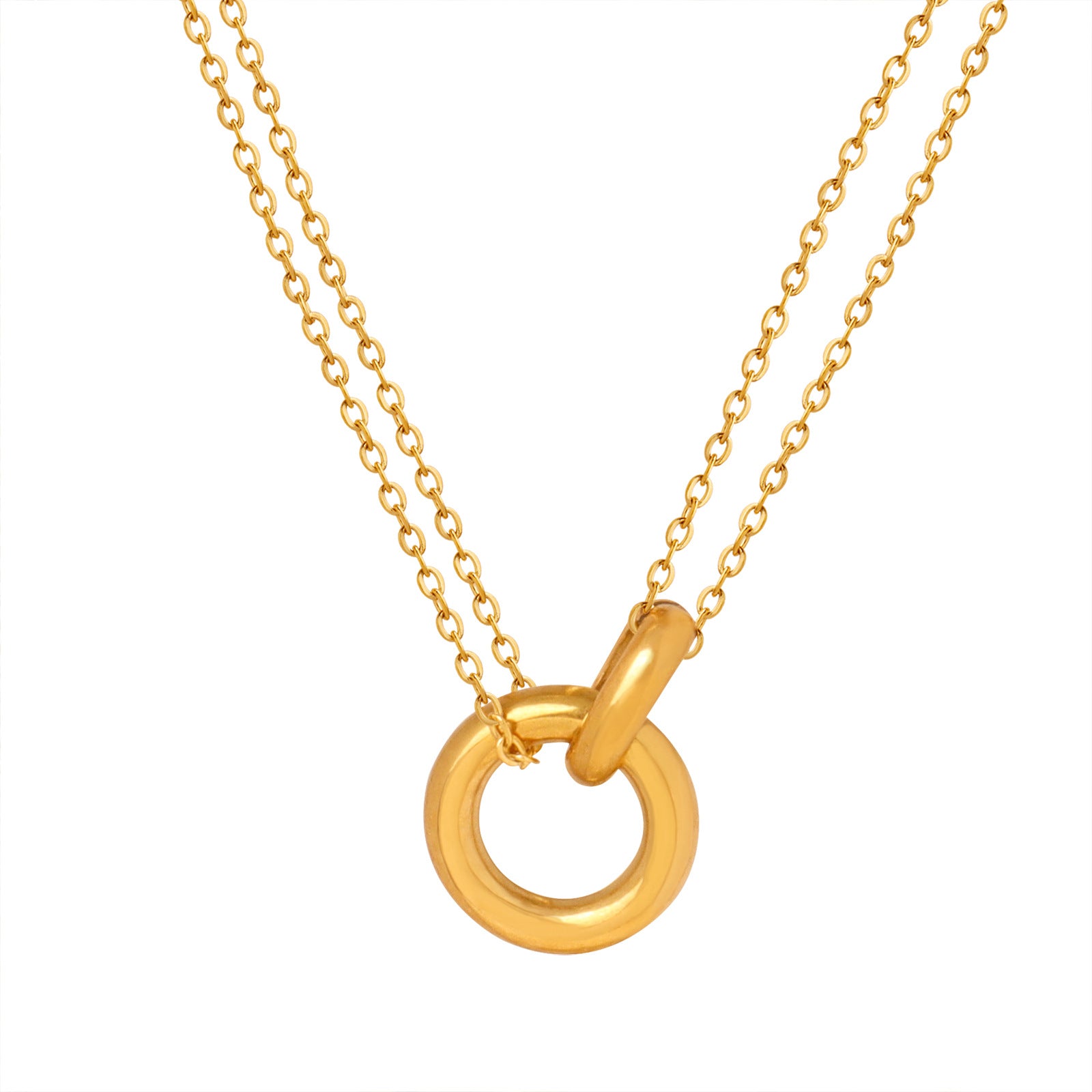 DOUBLE RING PENDANT NECKLACE