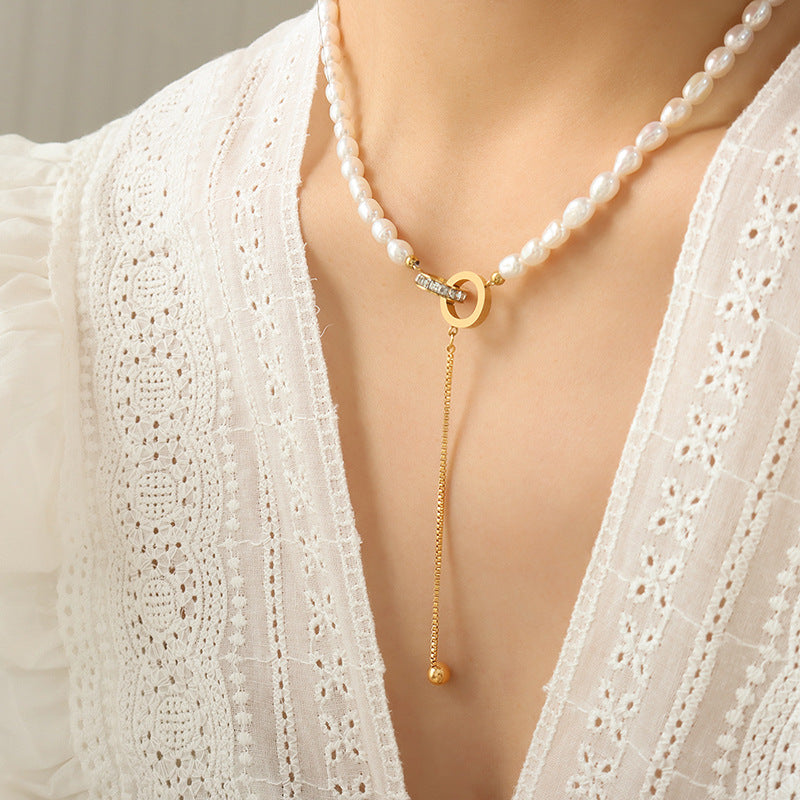 DOUBLE RING TASSEL NECKLACE