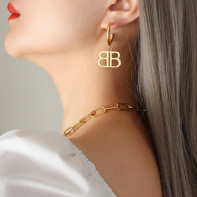 DOUBLE B LETTER EARRINGS