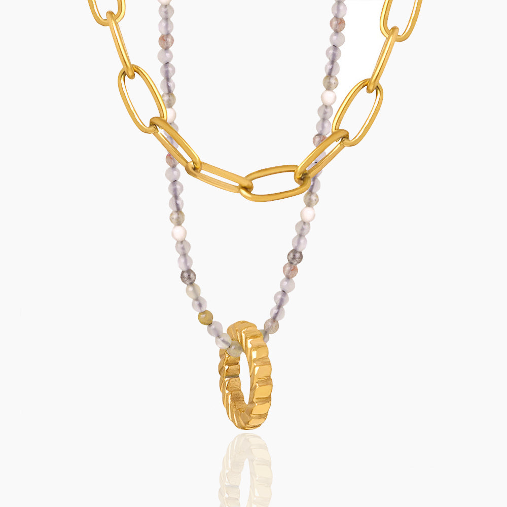 DOUBLE LAYERED CIRCULAR PENDANT NECKLACE