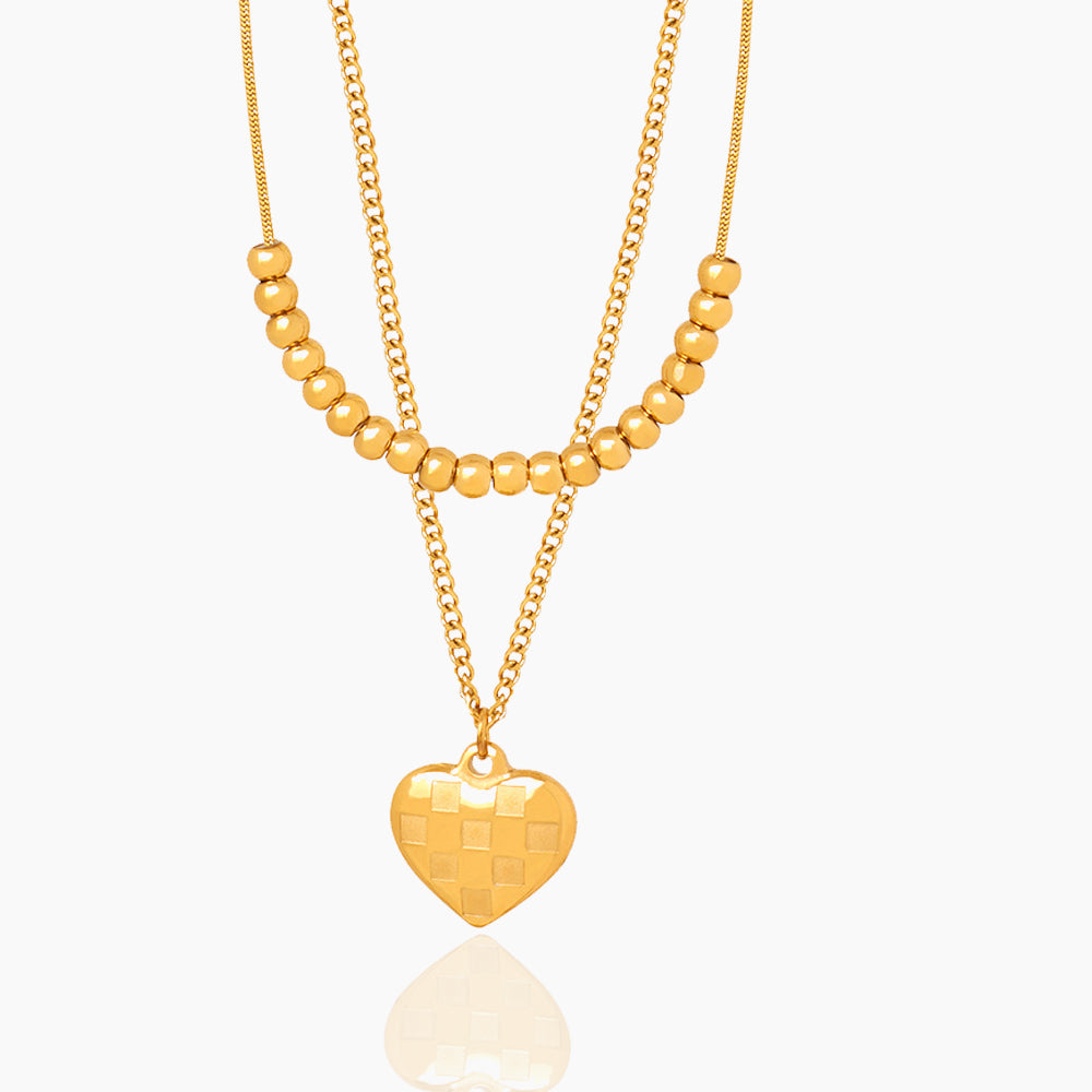 DOUBLE LAYERED LOVE CHESSBOARD NECKLACE