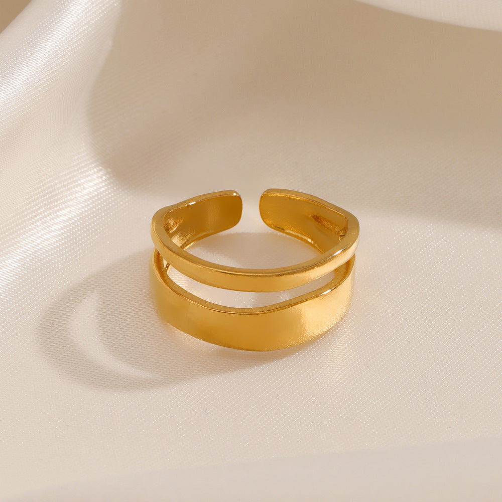 DOUBLE LAYERED OPEN RING