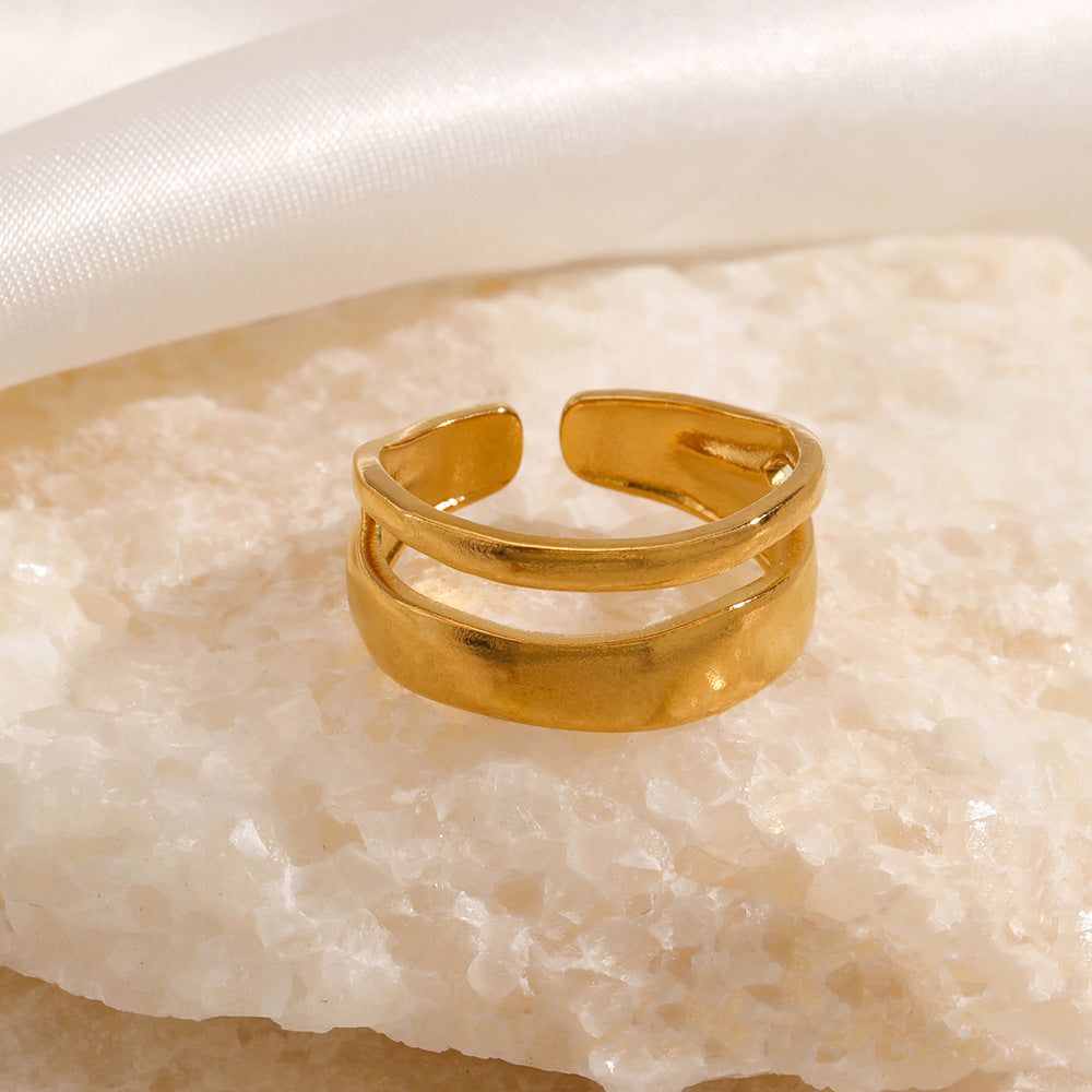 DOUBLE LAYERED OPEN RING