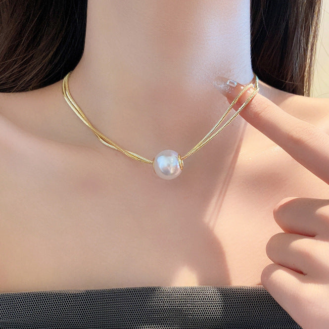 DOUBLE LAYERED PEARL NECKLACE
