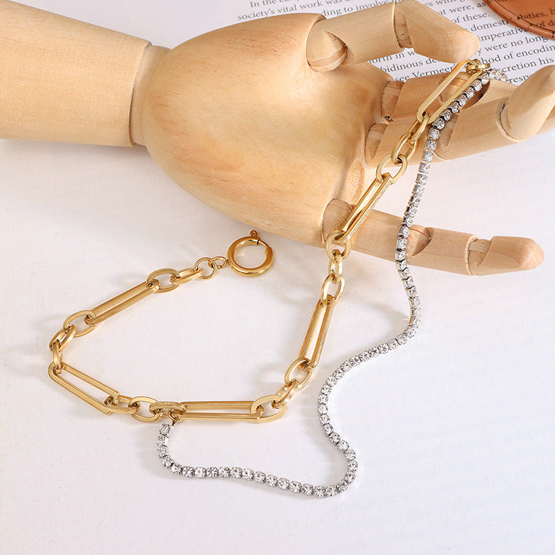 DOUBLE LAYERED SHINY STONE LAYERED NECKLACE