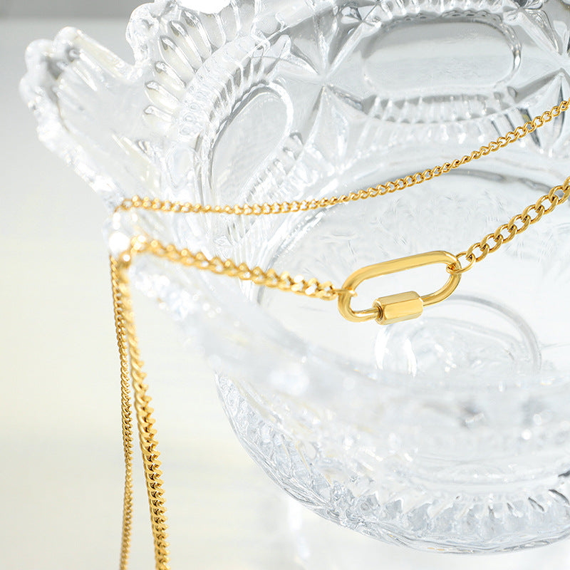 DOUBLE LAYERED U-SHAPED PENDANT NECKLACE