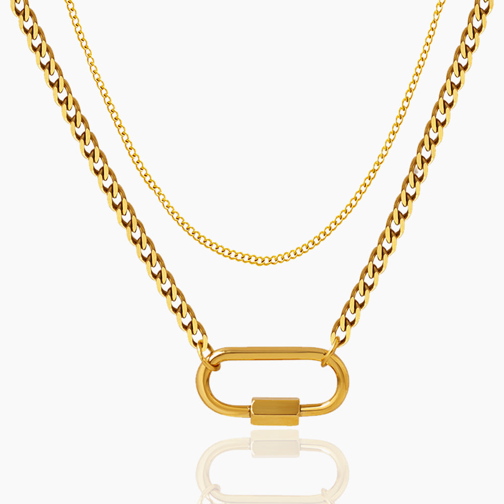 DOUBLE LAYERED U-SHAPED PENDANT NECKLACE