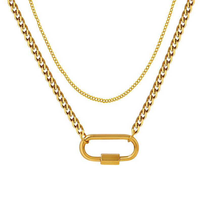 DOUBLE LAYERED U-SHAPED PENDANT NECKLACE
