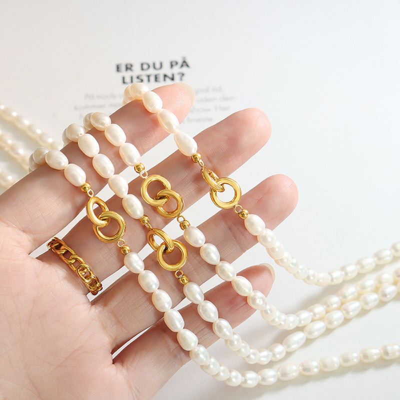 DOUBLE RING PEARL NECKLACE