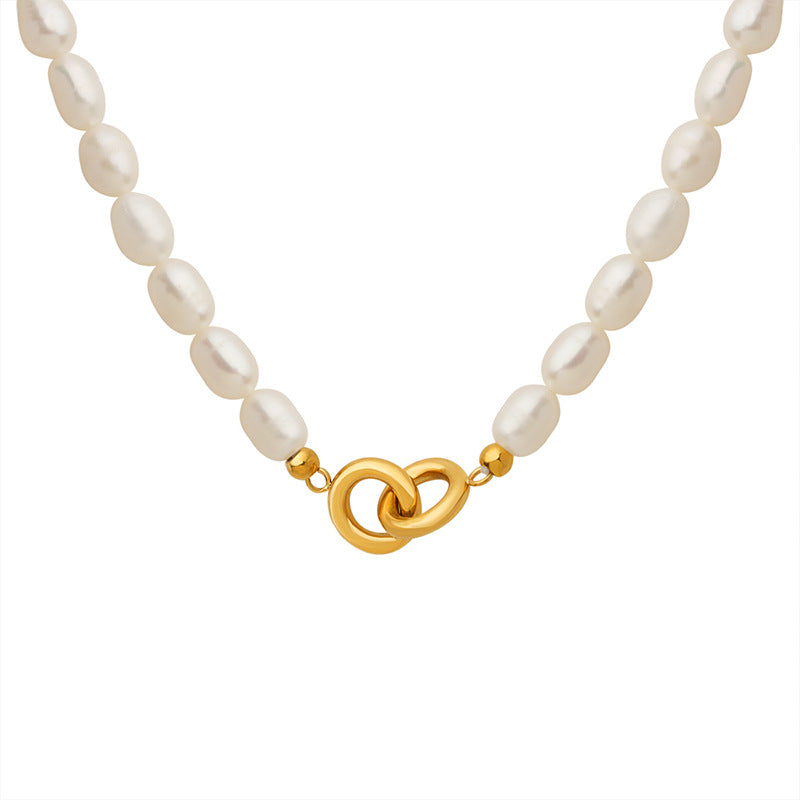DOUBLE RING PEARL NECKLACE