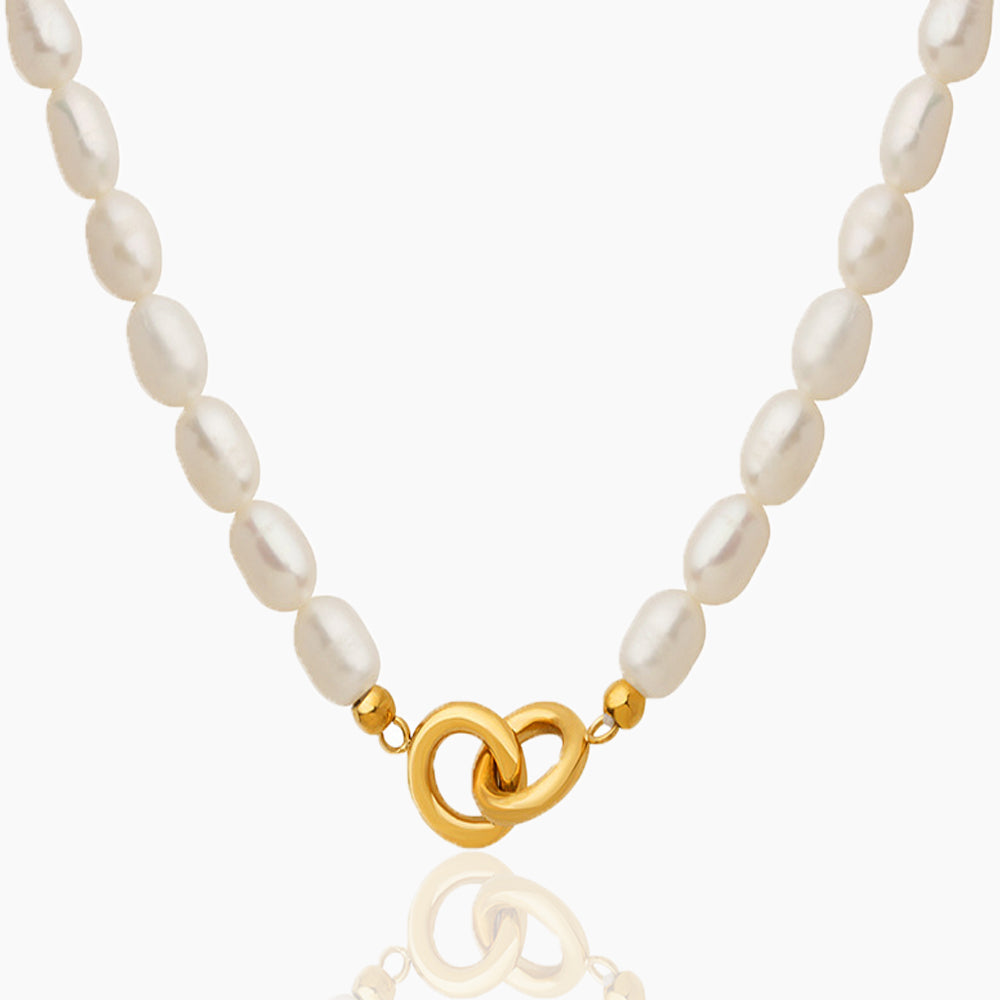 DOUBLE RING PEARL NECKLACE